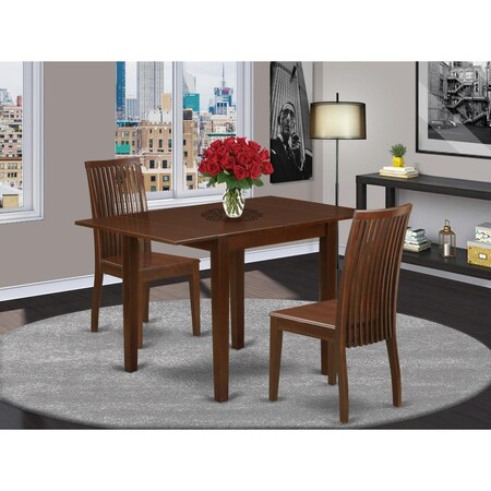 East West Furniture 3 Piece Norden Dinette Set - Mahogany NDIP3-MAH-W